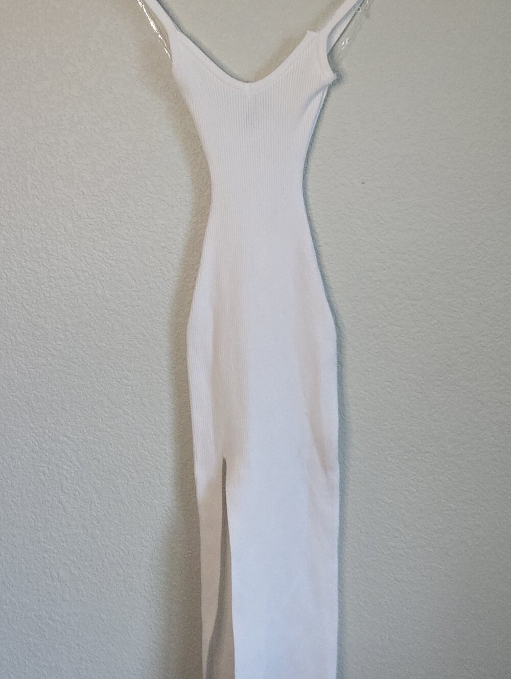 Windsor White Ribbed Maxi Dress with Front Slit